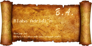 Blaho Adrián névjegykártya