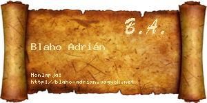 Blaho Adrián névjegykártya